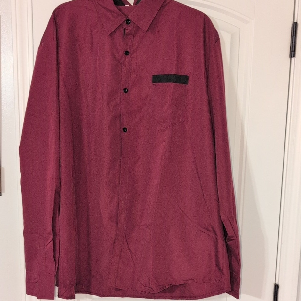 Unk Men's Burgundy Casual Button Down Shirt